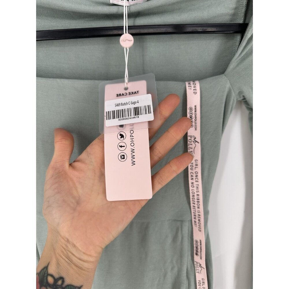 Oh Polly Amryn Long Sleeve A-Line Mini Dress Sage Size US 0 NWT - Picture 6 of 13